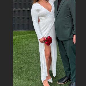 Lulus Love Lasts Forever White Sequin Long Sleeve Maxi Dress *Altered*